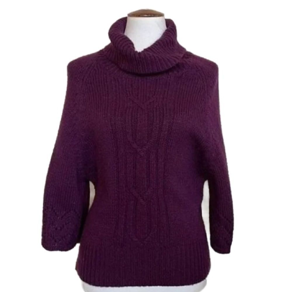 Fenn Wright Manson Deep Purple Wool Blend Chunky Turtleneck (Size: Large)
